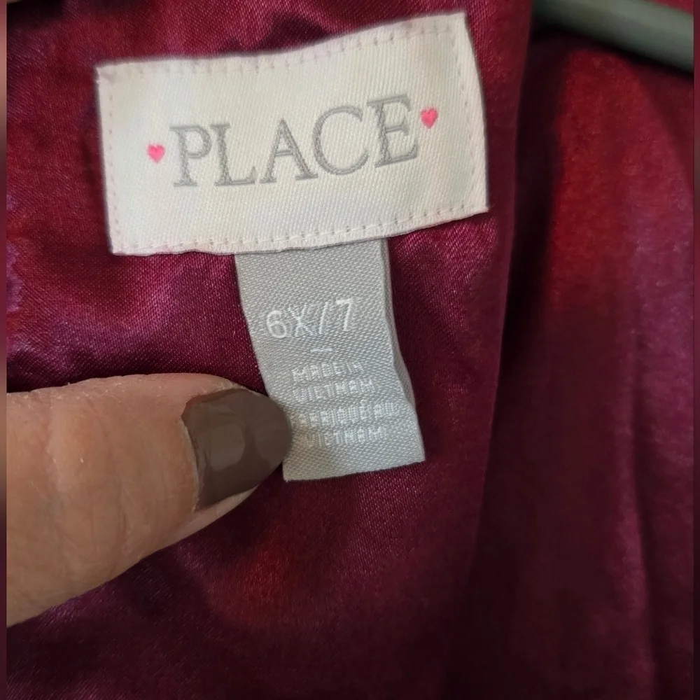 Place Girls Maroon Lace Dress Size 6x/7